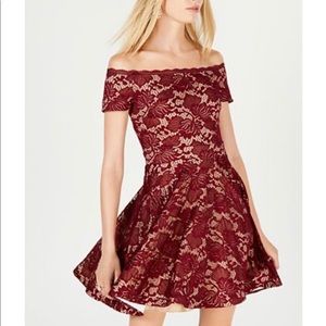 Off Shoulder Fit and Flare Lace Dress